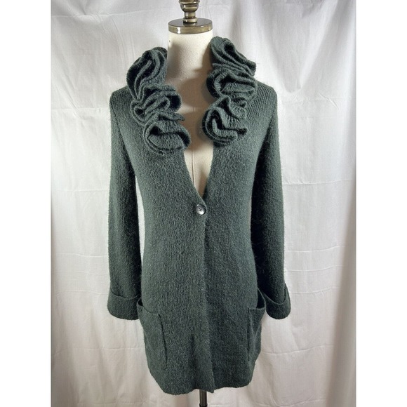 Soft Surroundings Sweaters - Soft Surroundings Green "La Vie En Rose" Alpaca Blend Cardigan Sweater - Size S